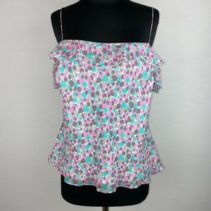 Monsoon USA 14 Polka Dot Abstract Ruffle Accent Tank Top Lined NWD